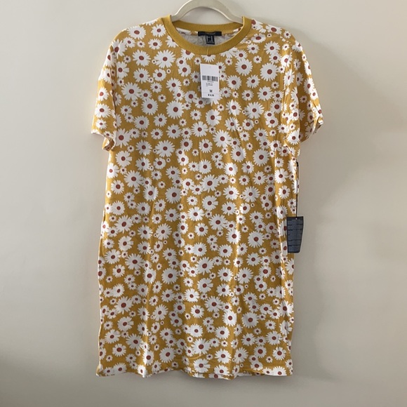 Forever 21 Retro Yellow Floral Print T-Shirt Dress - Picture 5 of 9